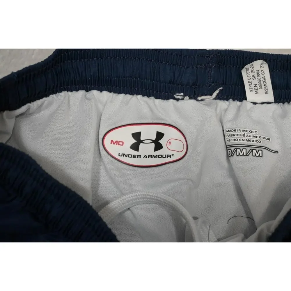Under Armour Gym Shorts HeatGear Running Lined Blue W/Pockets 6